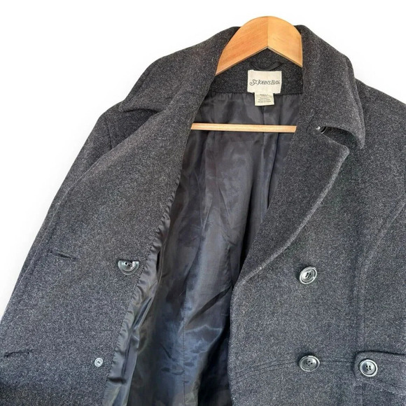 St. Johns Bay Size S Wool Cashmere Mid Length Pea Coat Double Breasted Winter - Picture 4 of 11